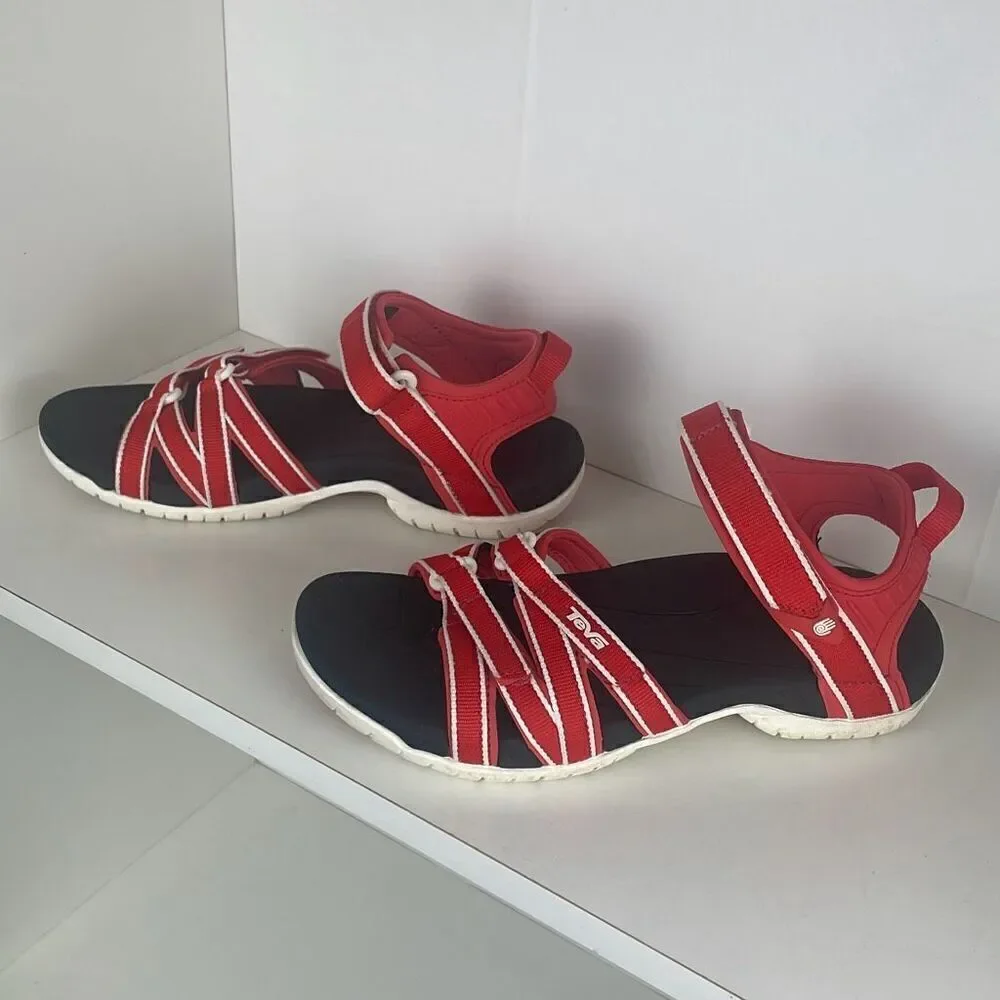 Teva Tirra Women's Strappy Water Sandal Red White Navy 6